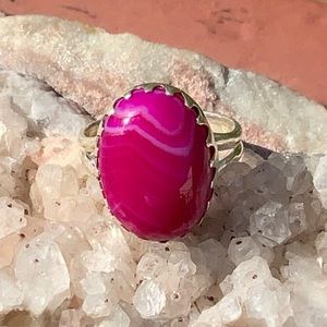 BOUTIQUE NATURAL BOTSWANA AGATE 925 SILVER RING7.5